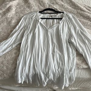 Loft white polka dot blouse